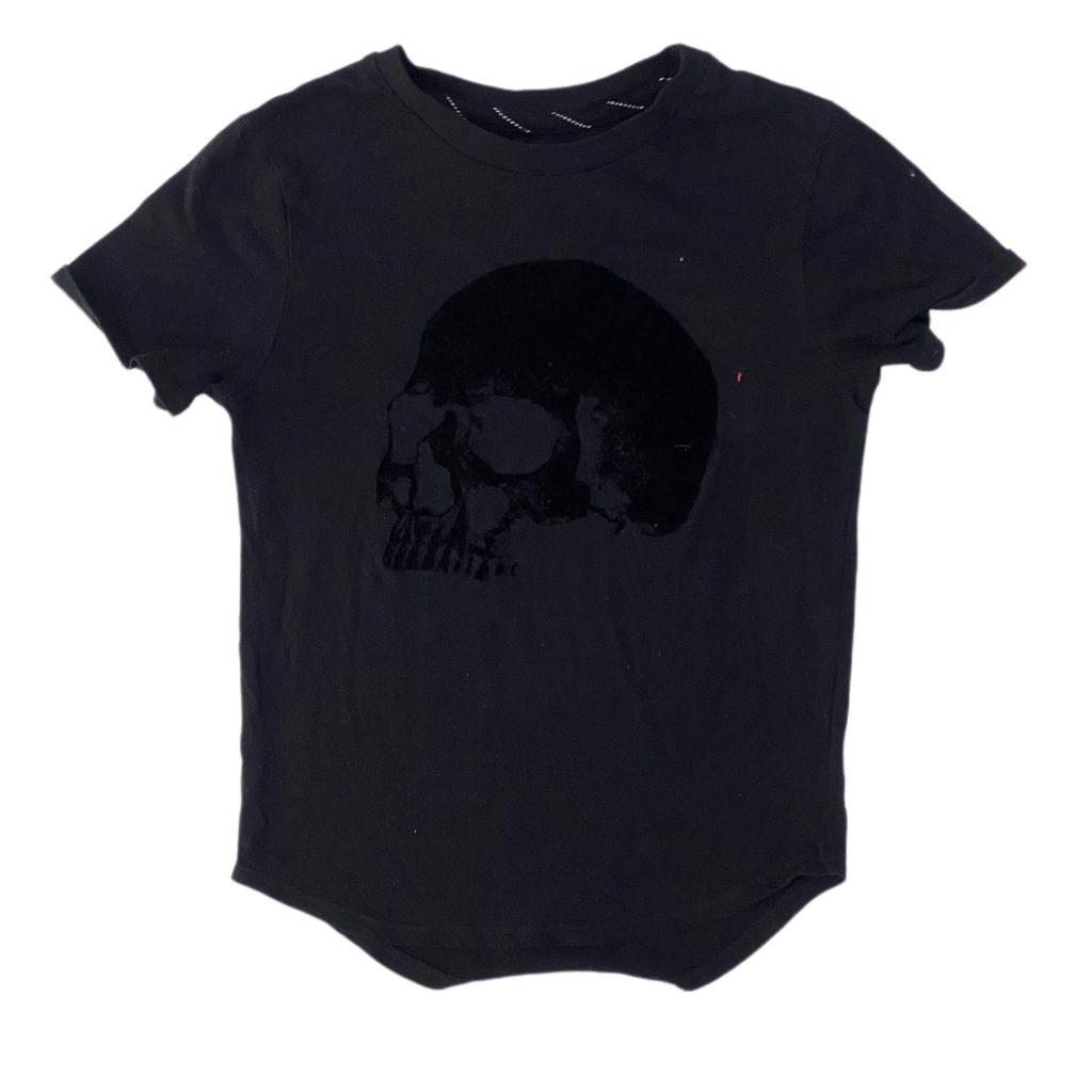 felt skull baby tee